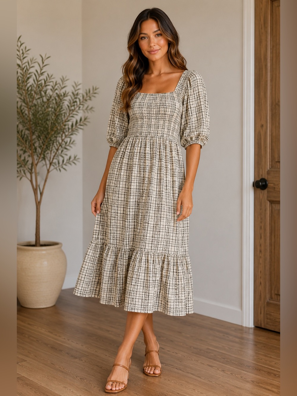 Neuflora Brielle Midi Dress Size S Prairie Farmhouse Cottagecore Feminine